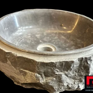 003 Stone Vessel Sink: Hand-carved natural stone sink, marble and granite, perfect for modern bathroom design.