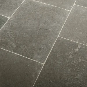 Marble Sahara Black flooring: Dark gray natural stone tiles with subtle veining, ideal for elegant interiors.