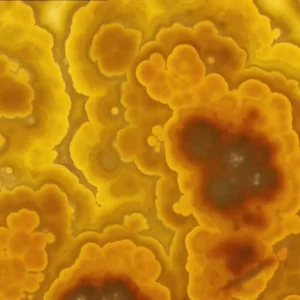 Yellow Onyx Slab 00012: Natural stone with swirling amber and golden yellow patterns. Perfect for countertops, flooring, or decorative accents.