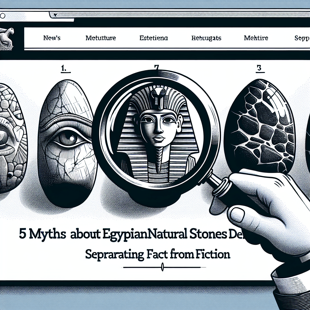 Magnifying glass reveals Egyptian pharaoh bust among various ancient stones. 5 Myths about Egyptian Natural Stones. Separating Fact from Fiction.