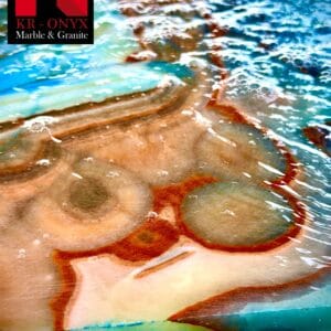 Elegant marble pattern in earthy tones by KR-Onyx Marble & Granite, featuring unique swirling design