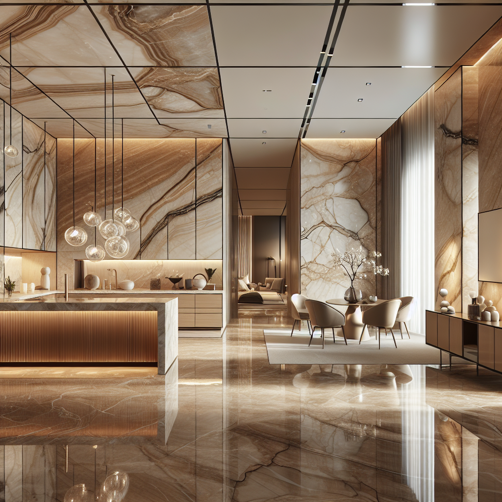 Marble, Granite Modern interior with marble walls and sleek design. in Egypt